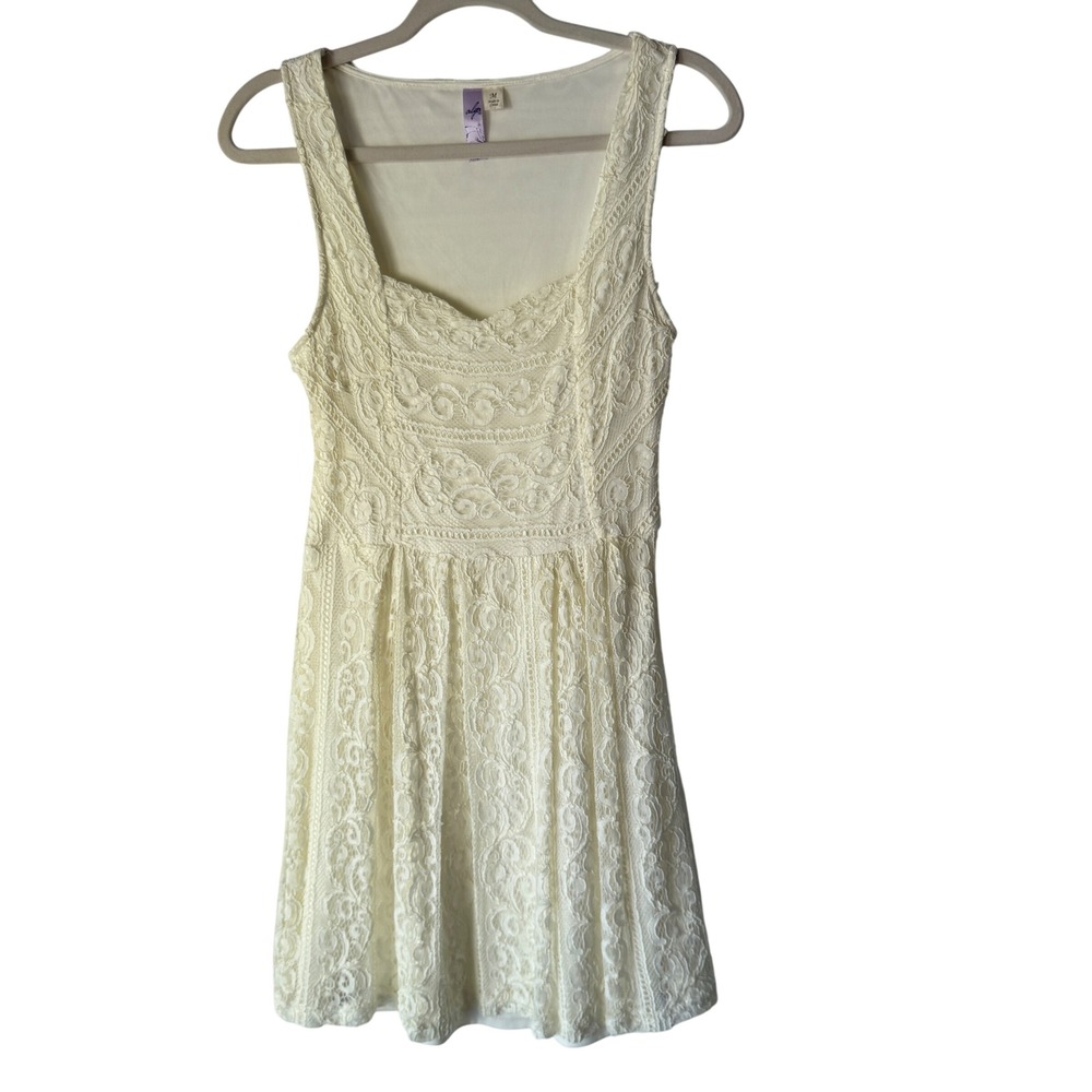 Alya Ivory Lace‎ Dress Sleeveless Square Neck Fit and Flare Party Fairy Cottage